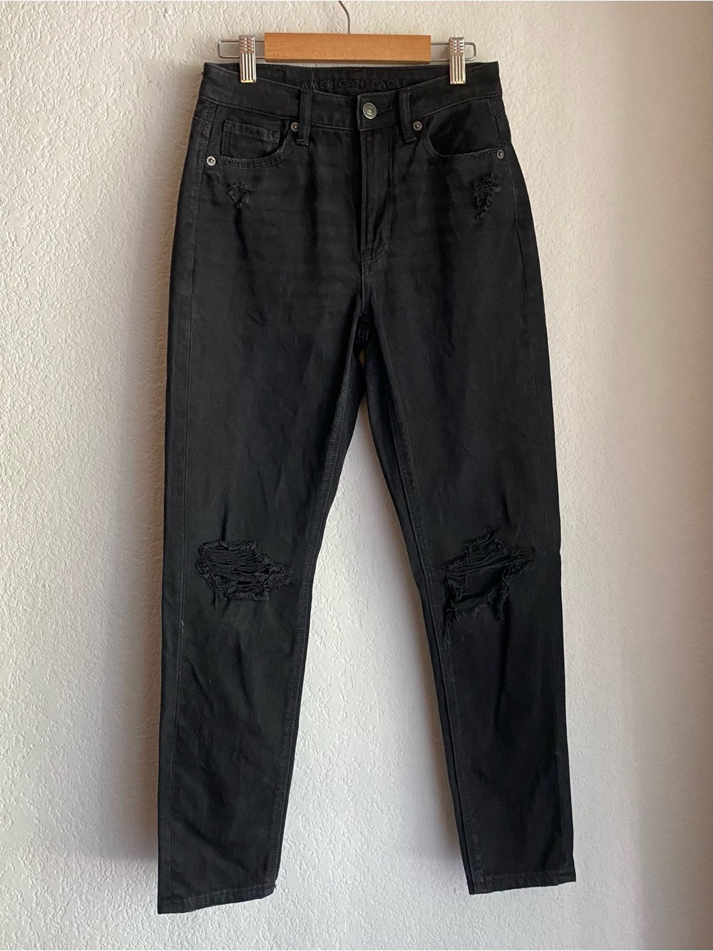 American Eagle Outfitters Black Skinny Distressed Jeans